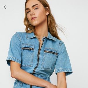 Nasty Gal Short Sleeve Denim Boilersuit